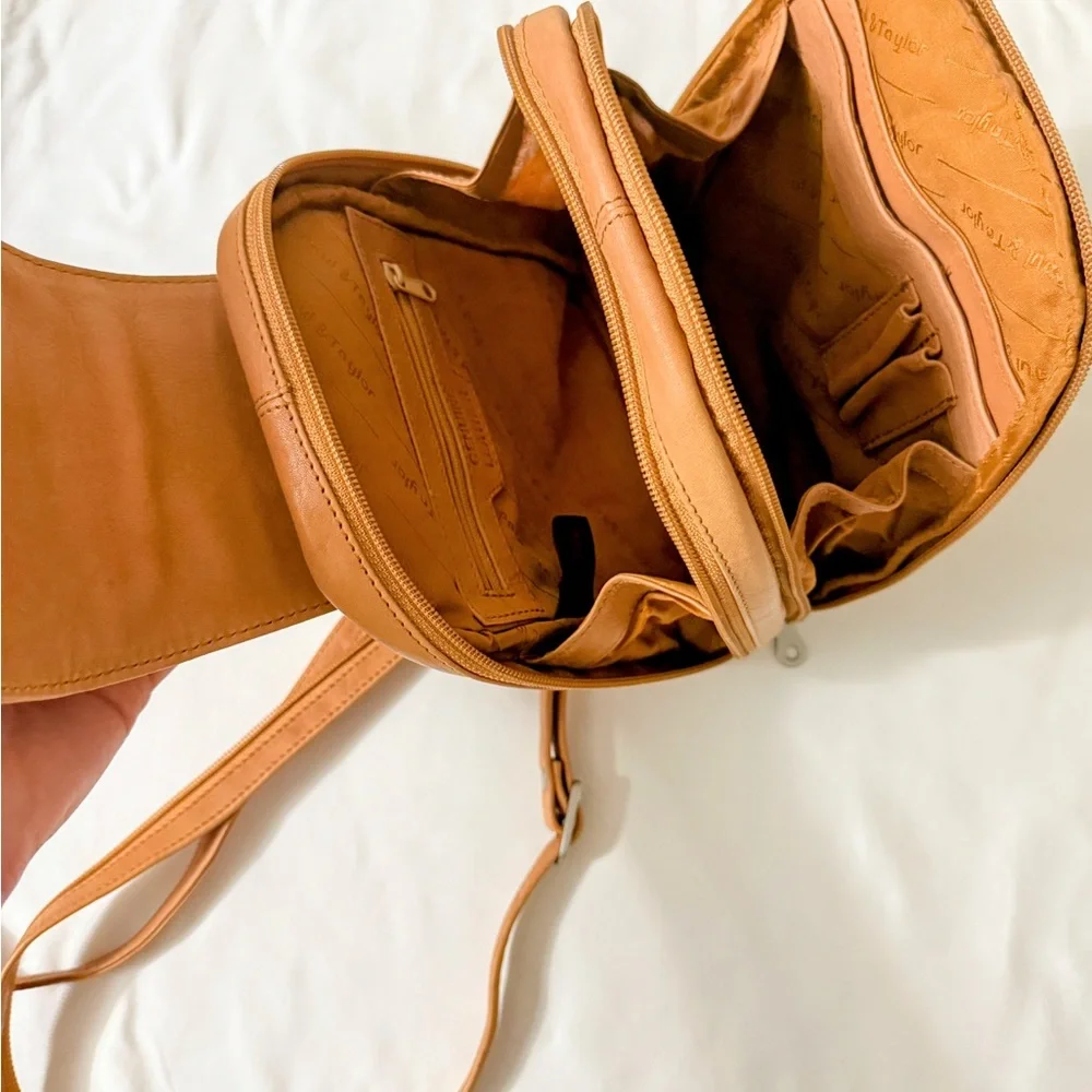 Paul & Taylor Genuine Leather Mini Backpack Tan Convertible Bag Soft Leather USA